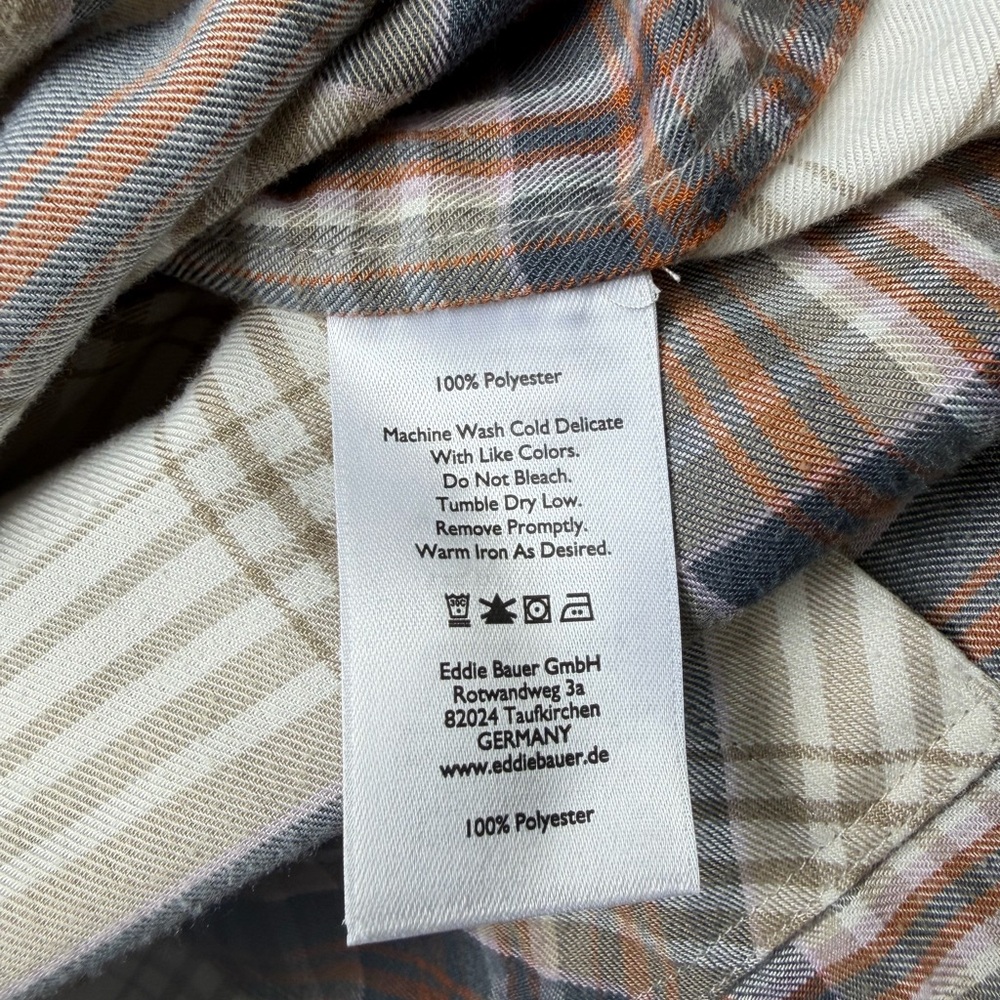 Eddie Bauer Cream, Brown and Gray Plaid Button-Down Shirt - Picture 4 of 4
